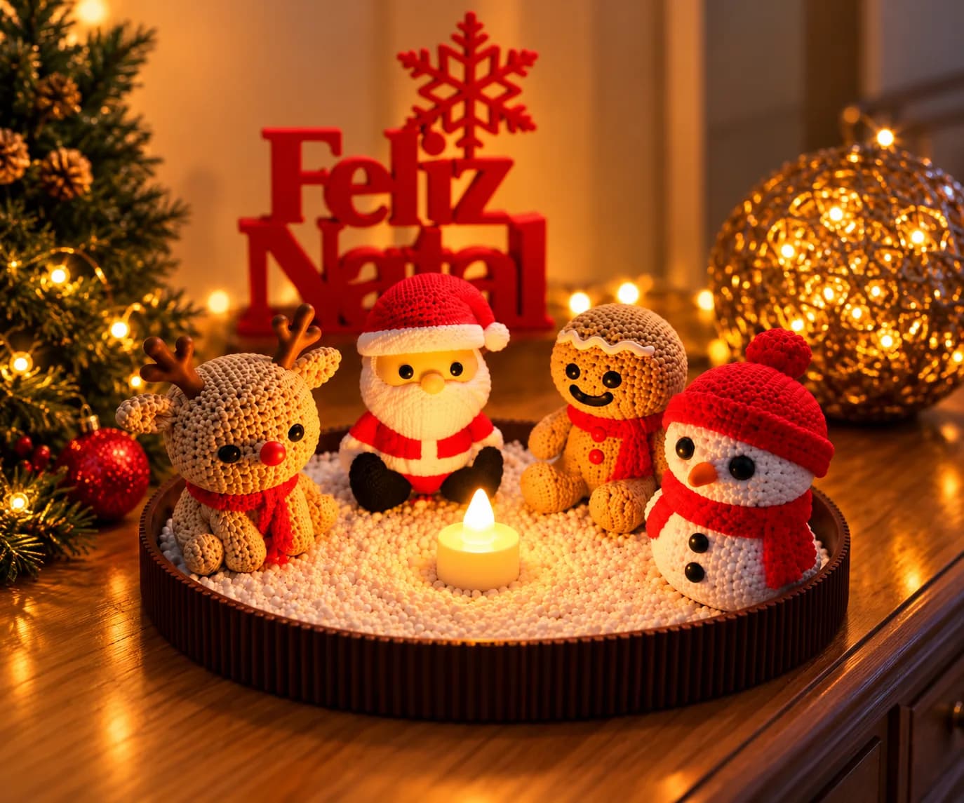 Snowfriends by the Fire (+ tray +Chrismtas Sign + Led)